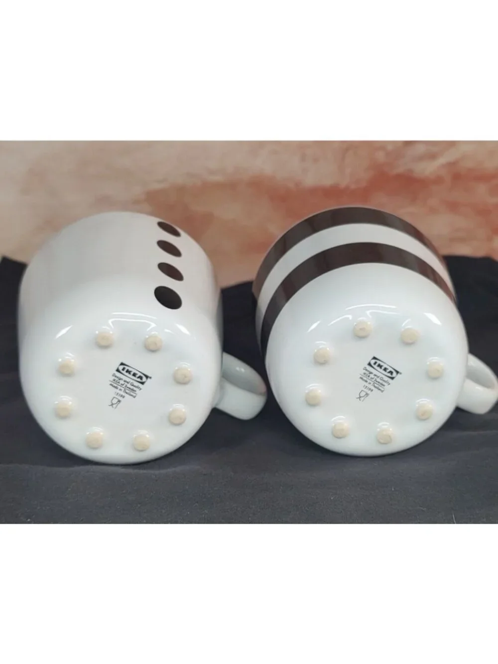 IKEA Set of 2 UNGDOM Coffee Mugs Tea Cups Maria Vinka Design Black White 15199